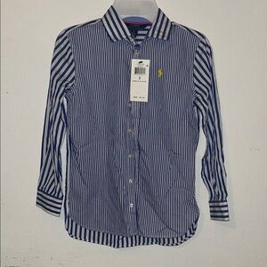 Ralph Lauren Navy and White Striped Shirt
